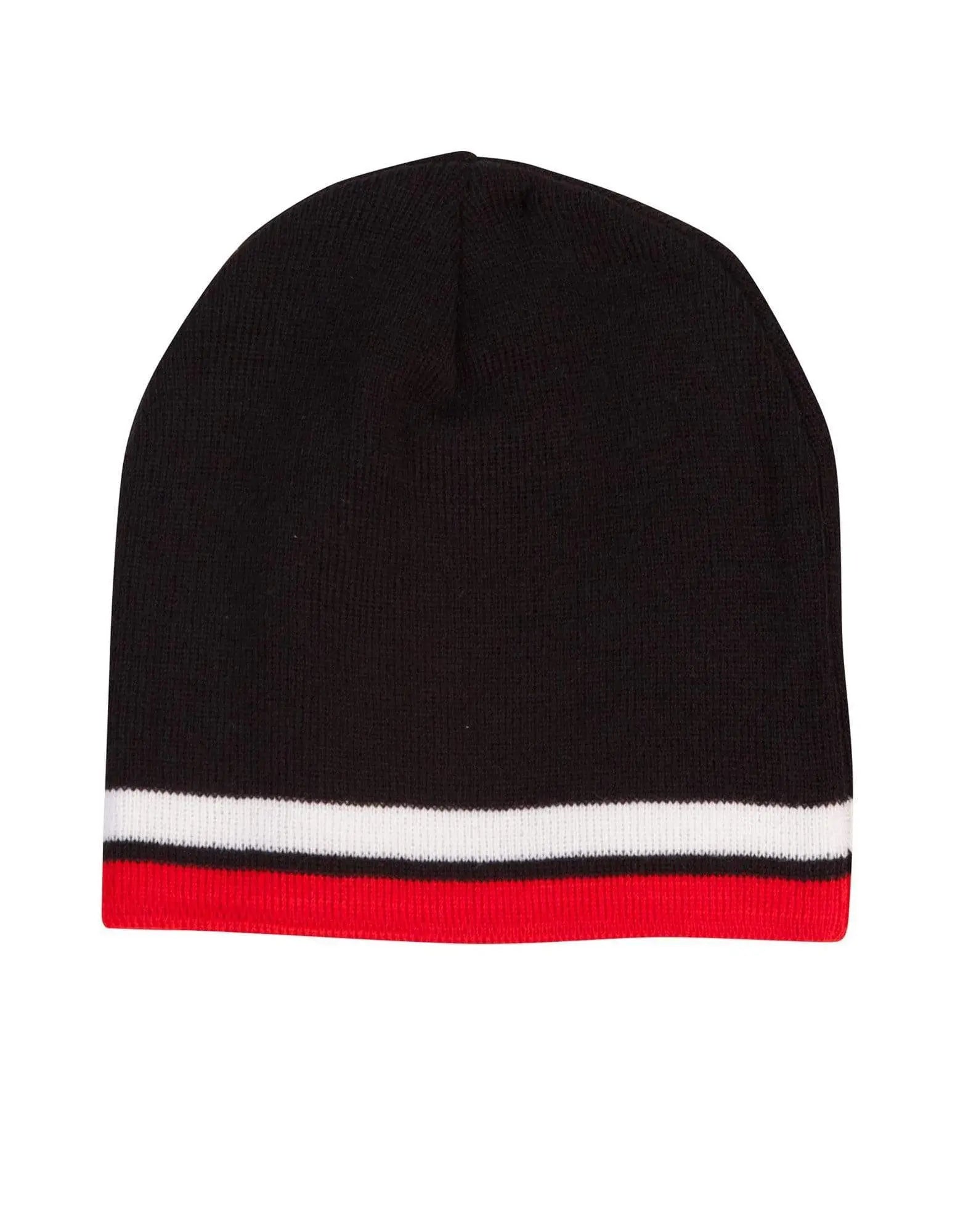 Contrast Stripe Beanie Ch63 Active Wear Winning Spirit Black/White/Red One size